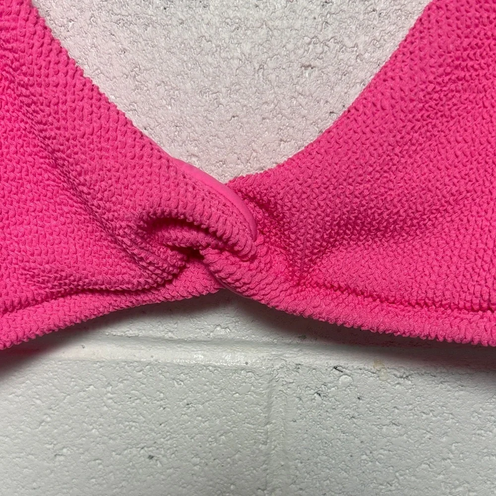 Good American Pink Textured Swim Top